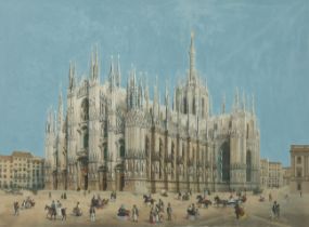 Francesco Citterio,  Italian fl.c.1820-c.1830-  Milan Cathedral;  watercolour and bodycolour he...