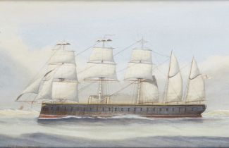 British School,  mid to late 19th century-  H.M.S. Northumberland;  pencil and watercolour heig...