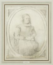 B. Admiraal,  Dutch, 17th century-  Portrait of a lady, seated three-quarter-length, wearing a c...