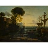 After Claude Gellée, called Claude Lorrain,  French 1600-1682-  Coast scene with the landing of ...