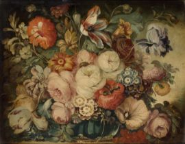 Manner of Bartolomeo Bimbi,  Italian, late 19th century-  Still life with peonies, tulips and po...