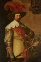 Follower of Michiel Jansz van Miereveld,  Dutch 1567-1641-  Portrait of a noble man, wearing a r...