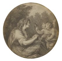 Francesco Bartolozzi, RA,  Italian 1728-1815-  Ceres;  stipple engraving, tondo, bears old labe...