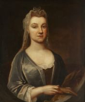 Follower of Sir Godfrey Kneller, 1st Bt,  German / English 1646-1723-  Portrait of a lady, half-...