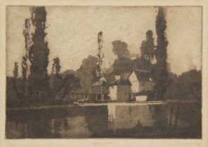 Sydney Long, ARE,  Australian 1871-1955-  Iffley Mill;  etching with aquatint, signed, titled a...