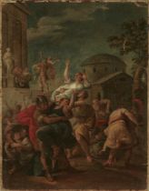 Follower of Pietro da Cortona,  Italian 1596-1669-  The Rape of the Sabine Women; and Alexander ...