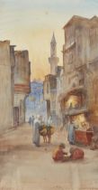 Attributed to Florence Blakiston Attwood Mathews,  British 1842-1923-  Street scene in Egypt;  ...