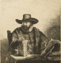 After Rembrandt Harmensz. van Rijn,  Dutch 1606-1669-  Cornelis Claesz. Anslo, preacher;  etchi...