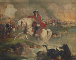 Manner of Jan Wyck,  early 19th century-  The Battle of the Boyne;  oil on canvas, 30.1 x 38 cm...