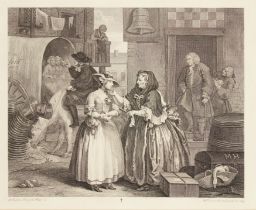 William Hogarth, FRSA,  British 1697-1764-  A Harlot's Progress;  engravings, each 33.4 x 41.3 ...