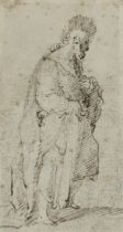 Pietro Novelli, called Il Monrealese,  Italian 1603-1647-  Sketch of Christ, full-length, barefo...