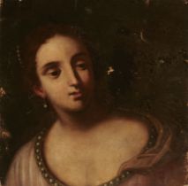 Circle of Francesco Furini,  Italian 1603-1646-  Portrait of a young woman, head and shoulders, ...