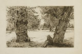 Edwin Edwards, British 1823-1879, Between the Poplars, Sunbury, (Fantin in the foreground), 1861...