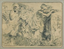 Sir Frank Brangwyn RA RBS RBA, British 1867-1956, Figures and Fruit;  lithograph in colour on w...