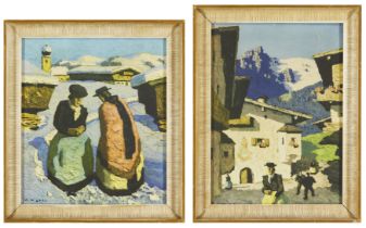 Alphons Walde, Austrian 1851-1958, Bergsommer; and Winter in Tirol; two offset lithographs in c...