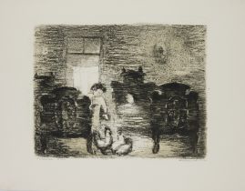 Anatoli Kaplan, Russian 1902-1980, "Husband and Wife", 1941;  lithograph printed in monochrome,...
