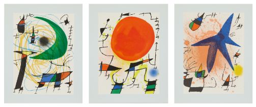 After Joan Miró, Spanish 1893-1983, The Green Moon, 1972; Le Soleil Rouge (The Red Sun); The Blu...