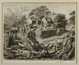 Eric Wilfred Taylor,  British 1909-1999, Somerset Farm, 1947;  etching on wove,  signed in penc...