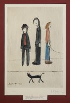 Laurence Stephen Lowry RBA RA, British 1887-1976, Three Men and a Cat, 1971; lithograph in colo...