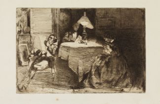 James Abbott McNeill Whistler RBA, American 1834-1903, The Music Room, 1859;  etching on laid p...