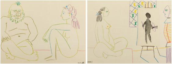 After Pablo Picasso, Spanish 1881-1973, Untitled, from La Comedie Humaine 1954; Untitled, from L...