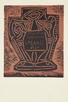 After Pablo Picasso, Spanish 1881-1973, Exposition Céramique Vallauris, 1959; linocut in black ...