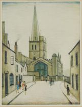 Laurence Stephen Lowry RBA RA, British 1887-1976, Burford Church; offset lithograph in colours ...