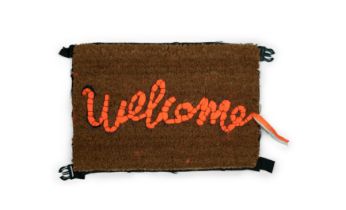 Banksy, British b.1974- Welcome Mat, 2019; hand-stitched welcome mat using the fabric from life...