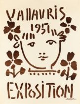 After Pablo Picasso, Spanish 1881-1973, Vallauris 1951 Exposition, 1951;  linocut in brown on t...