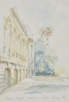 Charlie Mackesy,  British b.1962 -  Madame Baynette descendent sur Paris, 1988;  watercolour on...