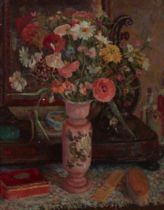 Edward Le Bas RA,  British 1904-1966 -  Still life with flowers, 1936;  oil on canvas, signed a...