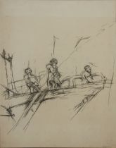 Patrick Procktor RA,  British 1936-2003 -  Borough, c.1958-1962;  pencil on paper, signed lower...