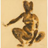 Chaim Gross,  Austrian/American 1904-1991 -  Seated nude;  watercolour and pencil on paper, sig...
