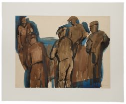 Joachim Weingart,  Ukranian 1895-1942 -  Five figures;  ink and watercolour on paper, signed lo...