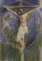 Marian Kratochwil,  Polish/British 1906-1997 -  Crucifixion, c.1953;  pastel on paper, signed l...