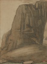 Léon Bakst,  Russian 1866-1924 -  Mephisto: Study for the Decor - Rocks;  watercolour and charc...