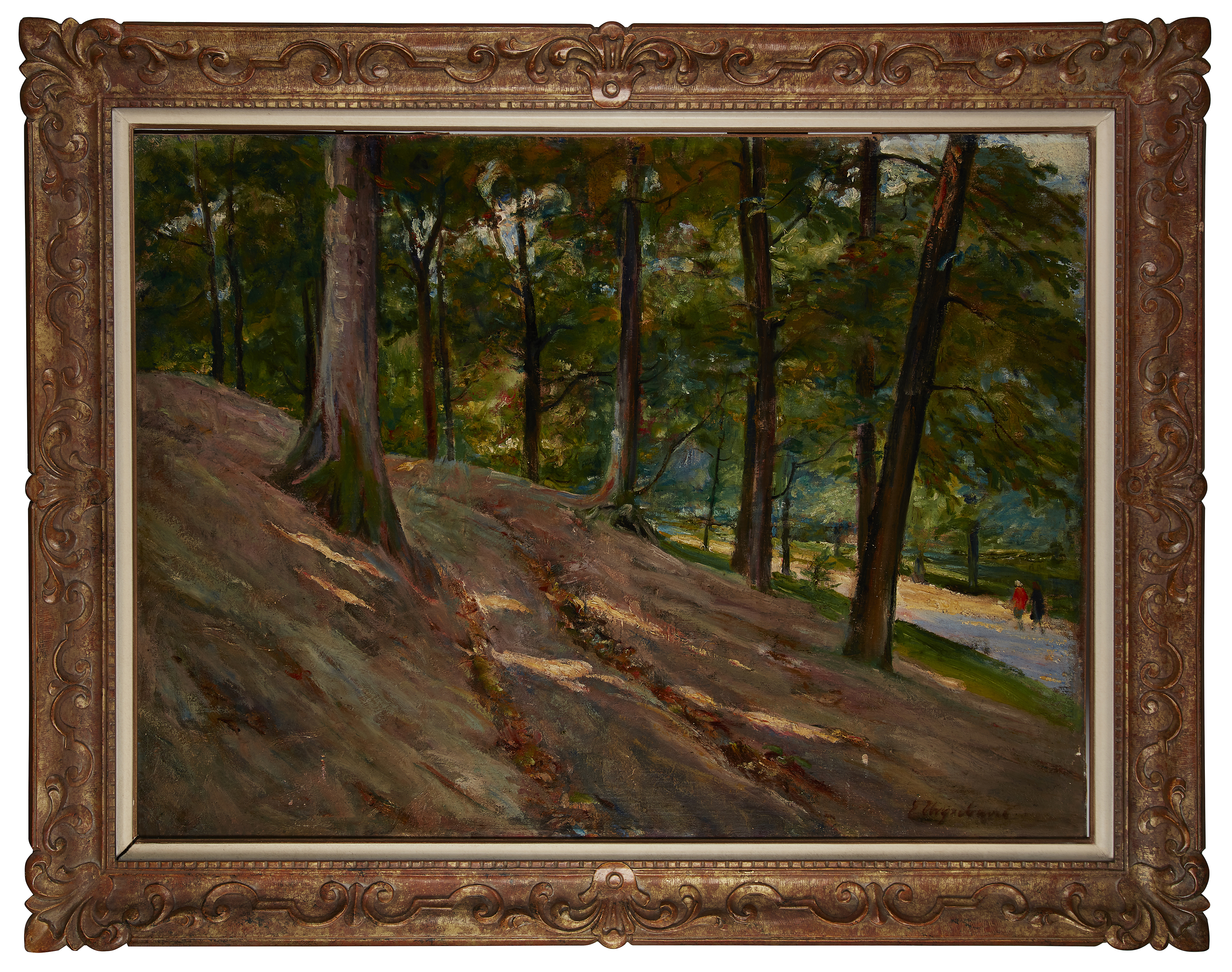 Emile Thysebaert,  Belgian 1873-1963 -  Woodland scene;  oil on canvas, signed lower right 'E T... - Image 2 of 3