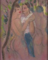 John Duncan Fergusson,  British 1874-1961 -  Three dancing figures;  oil on paper laid down on ...