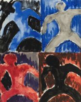 Josef Herman OBE RA,  Polish/British 1911-2000 -  Four figures study;  watercolour on paper, 23...