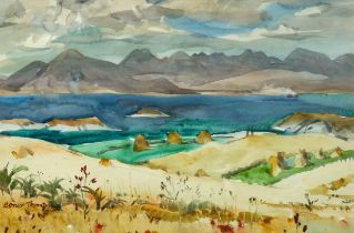 Adam Bruce Thomson OBE RSA PRSW,  Scottish 1885-1976 -  The Cullins from the Mainland;  waterco...