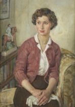 Dorothy Johnstone,   Scottish 1892–1980 -  Portrait of a lady seated, 1957;  oil on canvas, sig...