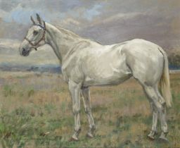 Lucy Lockwood,  British active 1896–1934 -  Grey horse in a halter;  oil on canvas, signed and ...