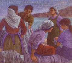 Joan Gillespie,  Scottish b.1954 -  Working Women, 1989;  pastel on paper, signed and dated low...