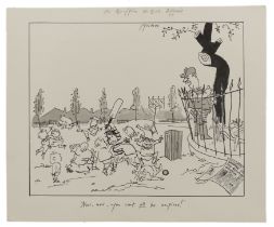 Michael ffolkes, British 1925-1988 -   Now, now, you can't all be umpires!; ink on paper, signe...