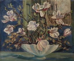 Elizabeth Campbell Fisher Clay,  American/British 1871-1959 -  Still life with blossom;  oil on...