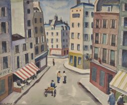 Ethelbert White,  British 1891-1972 -  Urban scene;  watercolour on paper, signed lower left 'E...