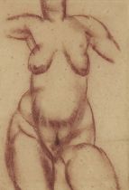 John Rattenbury Skeaping RA,  British 1901–1980 -  Standing nude, 1936;  red chalk on paper, si...