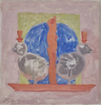 Duncan Grant,  British 1885-1978 -  Composition, 1966;  oil on canvas board, signed with initia...