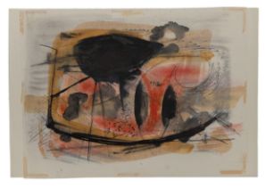 Clarke Hutton,  British 1898-1984 -  Untitled (red and ochre), 1963;  watercolour and ink on pa...