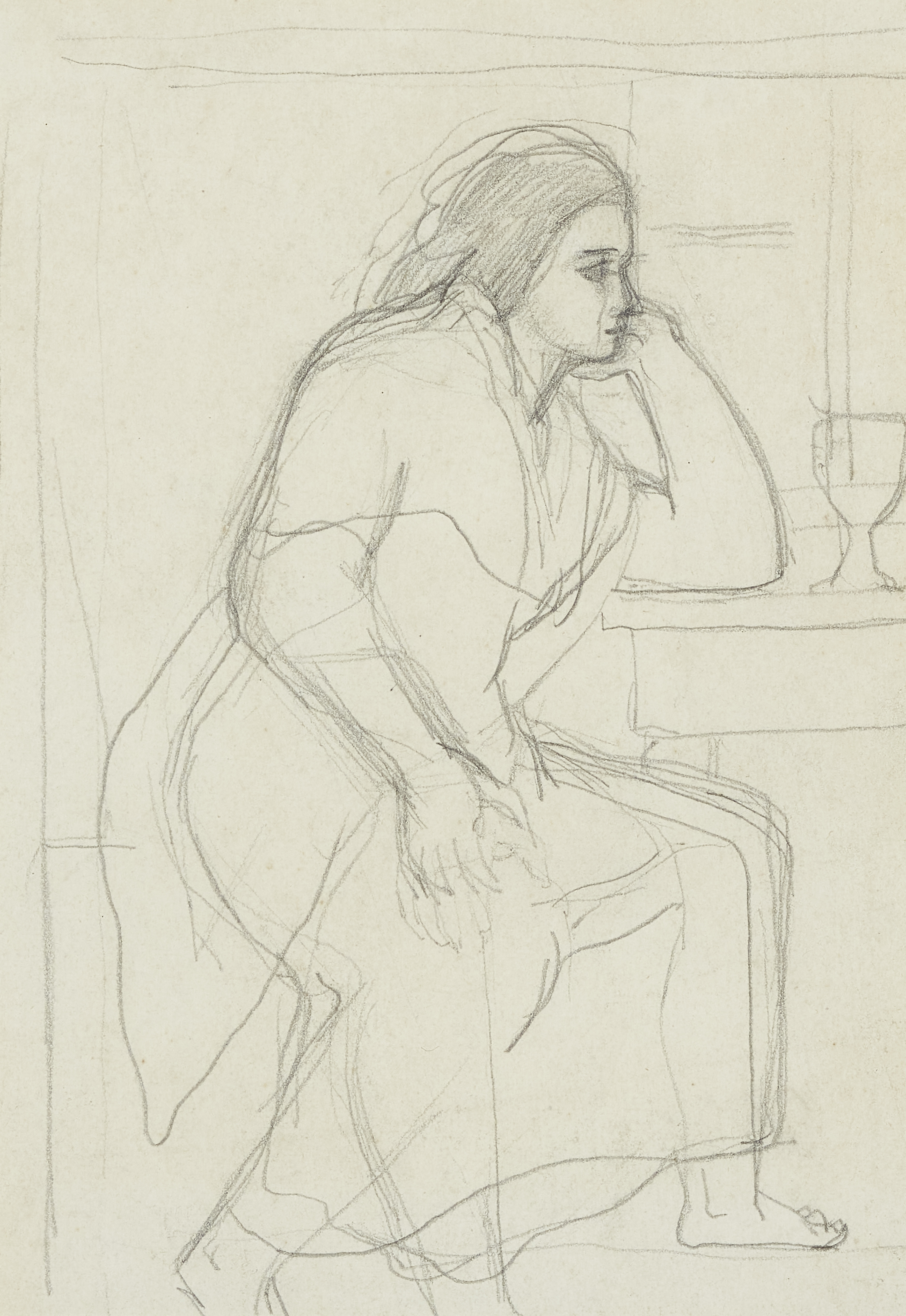 Christopher Wood,  British 1901-1930 -  Breton Woman, c.1930;  pencil on paper, 16.5 x 11.5 cm ...